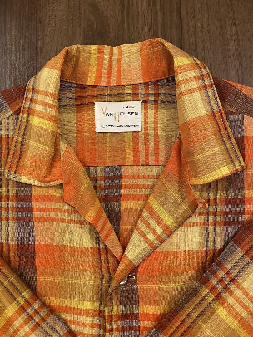 VAN HEUSEN Van Heusen 60s Open Collar Shirt, OMBRE, Size M