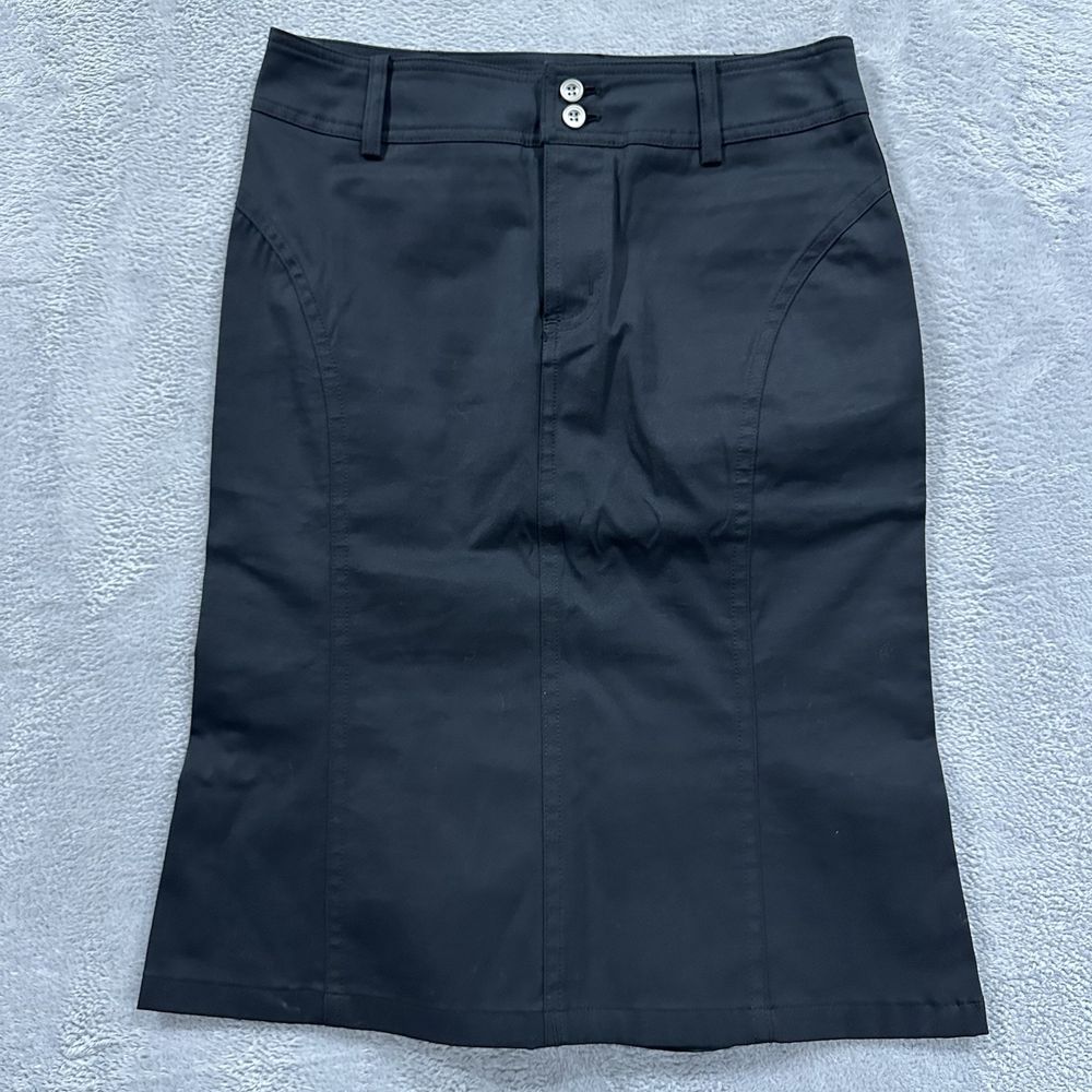 PURIFY Denim Midi Skirt Women Small Black Denim Y2K Vintage 55263