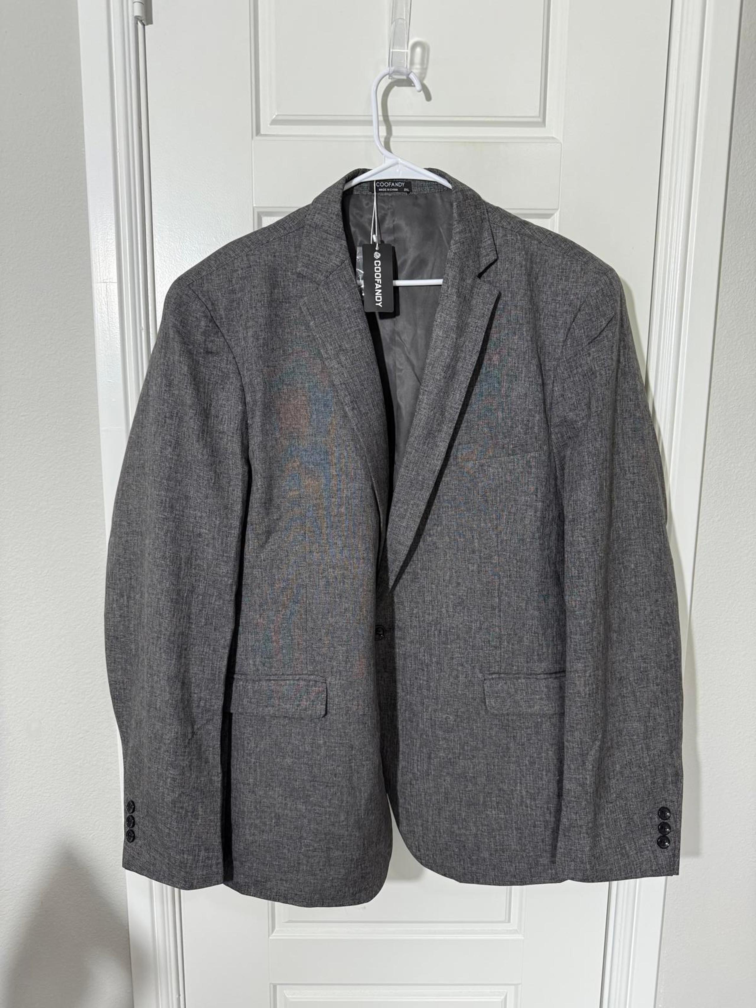 COOFANDY Suit for Men Size 3XL Gray Big and Tall Jacket Blazer