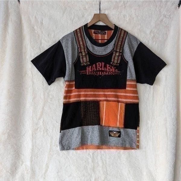 Handcrafted Harley Davidson Patchwork Shirt Designed by Artwear by Stephanie Siz