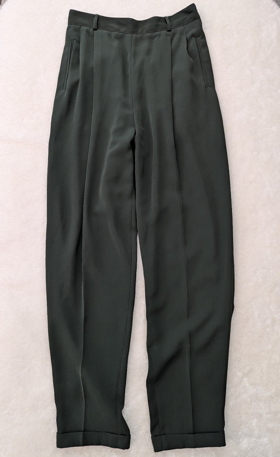 Clothes - Pants - Women's Dark Green Vintage Dress Pants