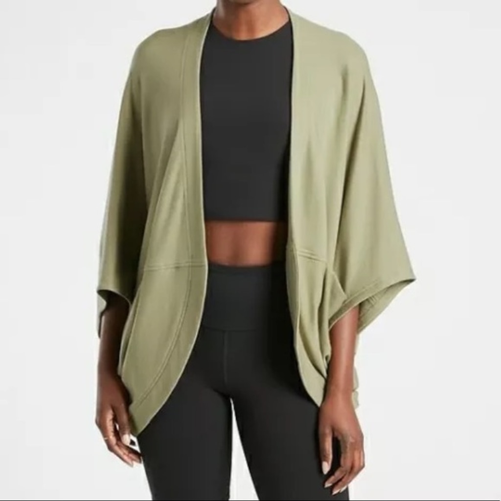 Athleta Cocoon Wrap Sweater Shrug Cardigan Olive Green SIZE S NEW NWOT