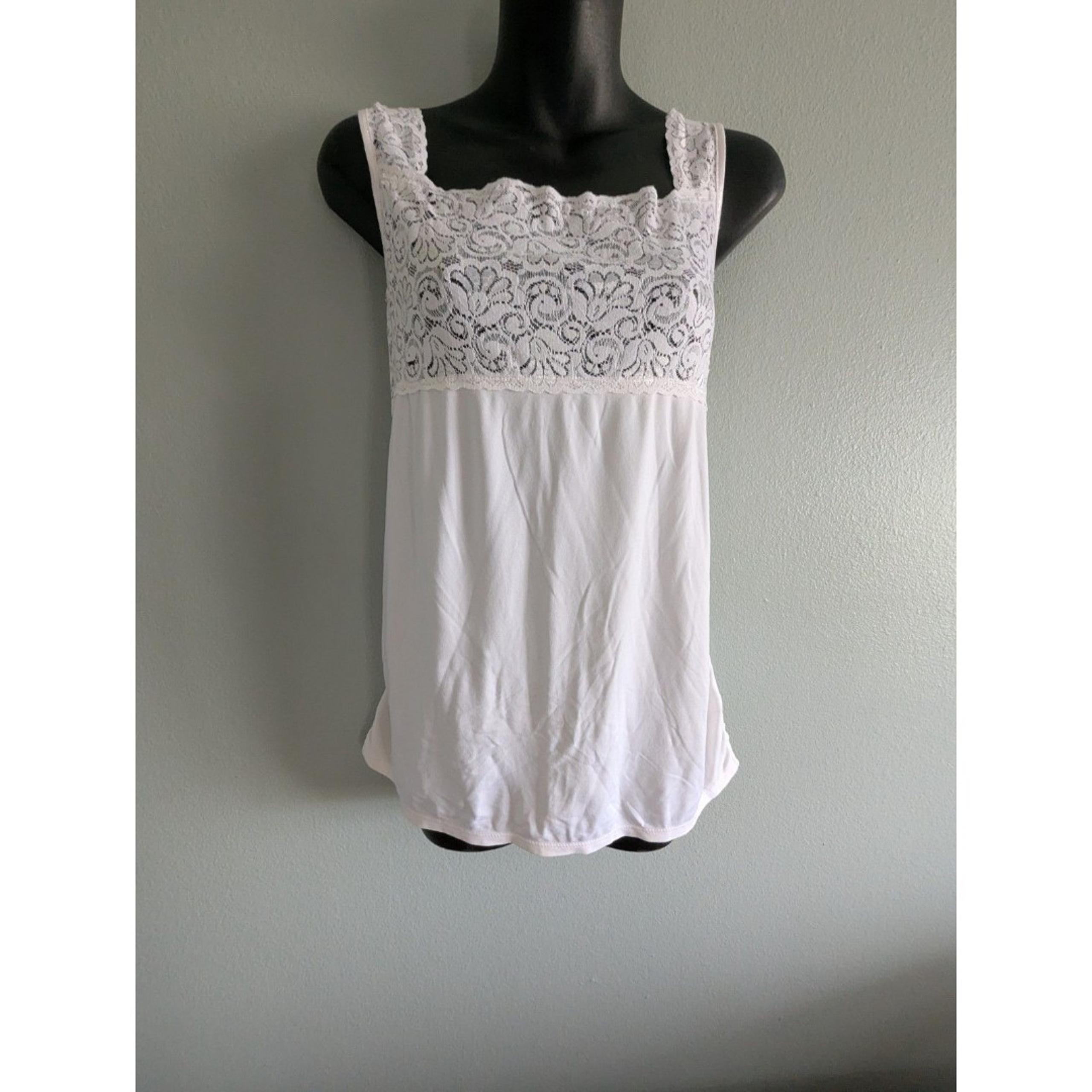 Cato White Sleeveless Cami Embroidered Lace Catalina Cloth Square Neck Cottageco