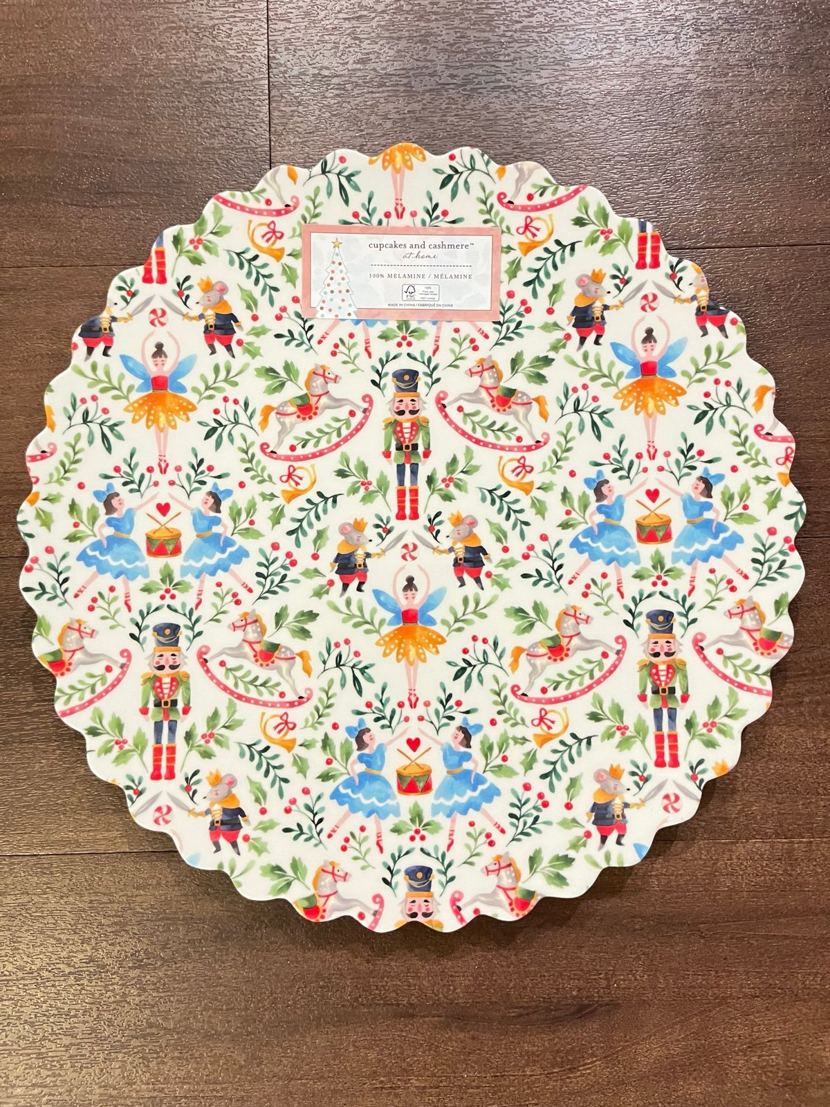 NWT Cupcakes and Cashmere Nutcracker Melamine serving platter 15 inches