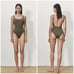 NWT Massimo Dutti One Piece Swimsuit Straight Neckline Olive Green Size Small