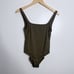 NWT Massimo Dutti One Piece Swimsuit Straight Neckline Olive Green Size Small