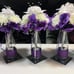 Wedding Table Decorations 6 “I do” bottles purple & white flowers