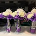 Wedding Table Decorations 6 “I do” bottles purple & white flowers