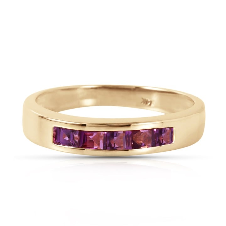 14K. SOLID GOLD RINGS WITH NATURAL AMETHYSTS (Yellow Gold)