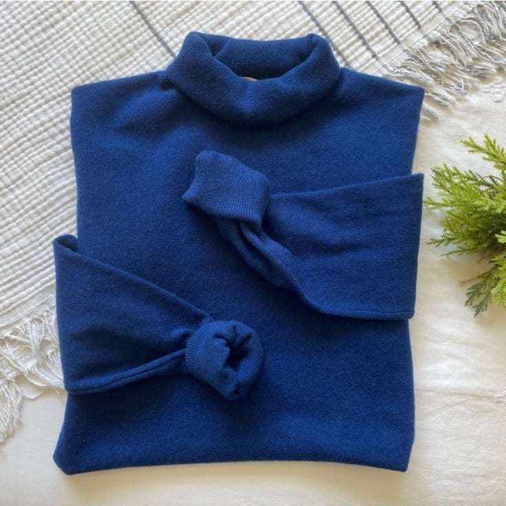 Nordstrom Collection Cobalt Blue Turtleneck Cashmere Sweater XS
