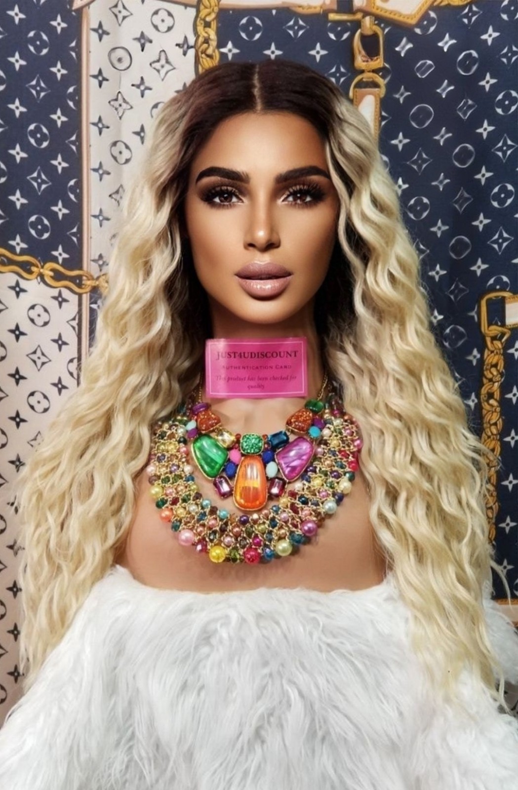 Blonde brown water wave lace front wig