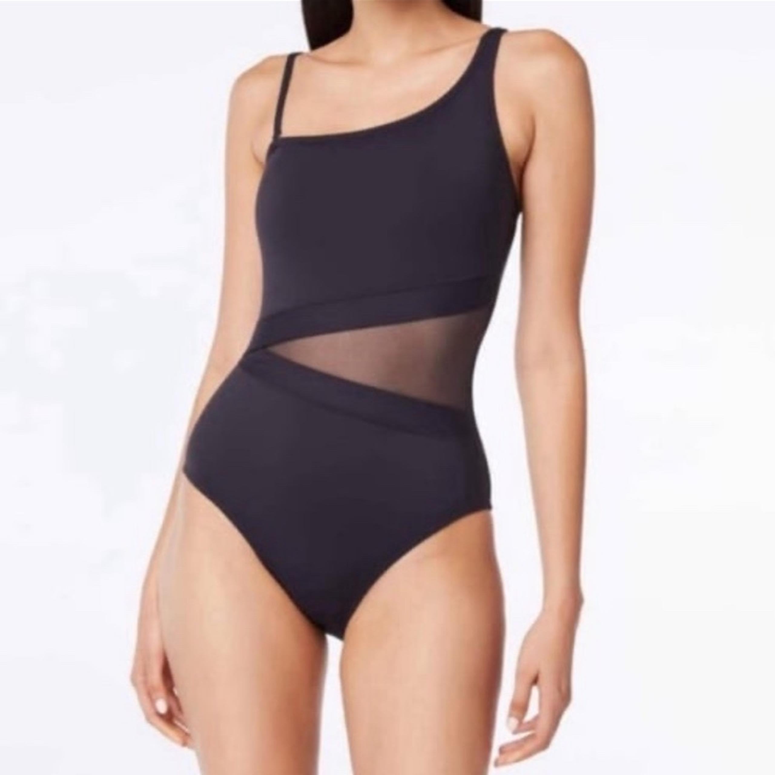 NWT Bleu Rod Beattie Black
Don’t Mesh With Me One Shoulder One Piece Swimsuit Sm