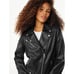 NEW Scoop Women's Black Soft Faux Leather Moto Jacket, Sz XL (16-18), 45