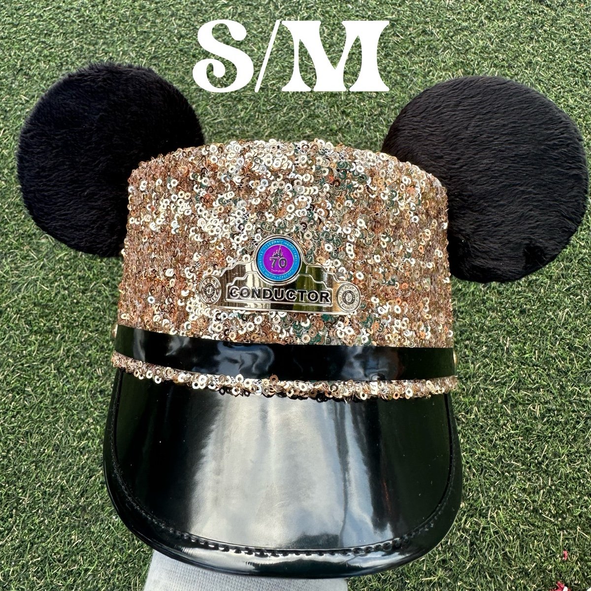 Disneyland 70th Anniversary Gold Sequin Conductor Hat Size: S/M