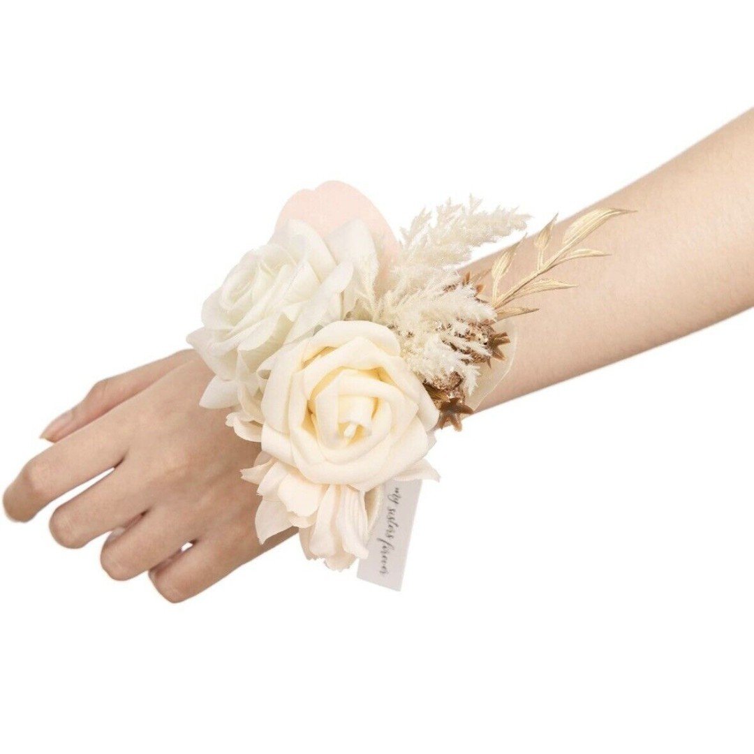 (Set of 6) Ling's Moment Boho Dried Wrist Corsage for Wedding,Prom, Bridal Party
