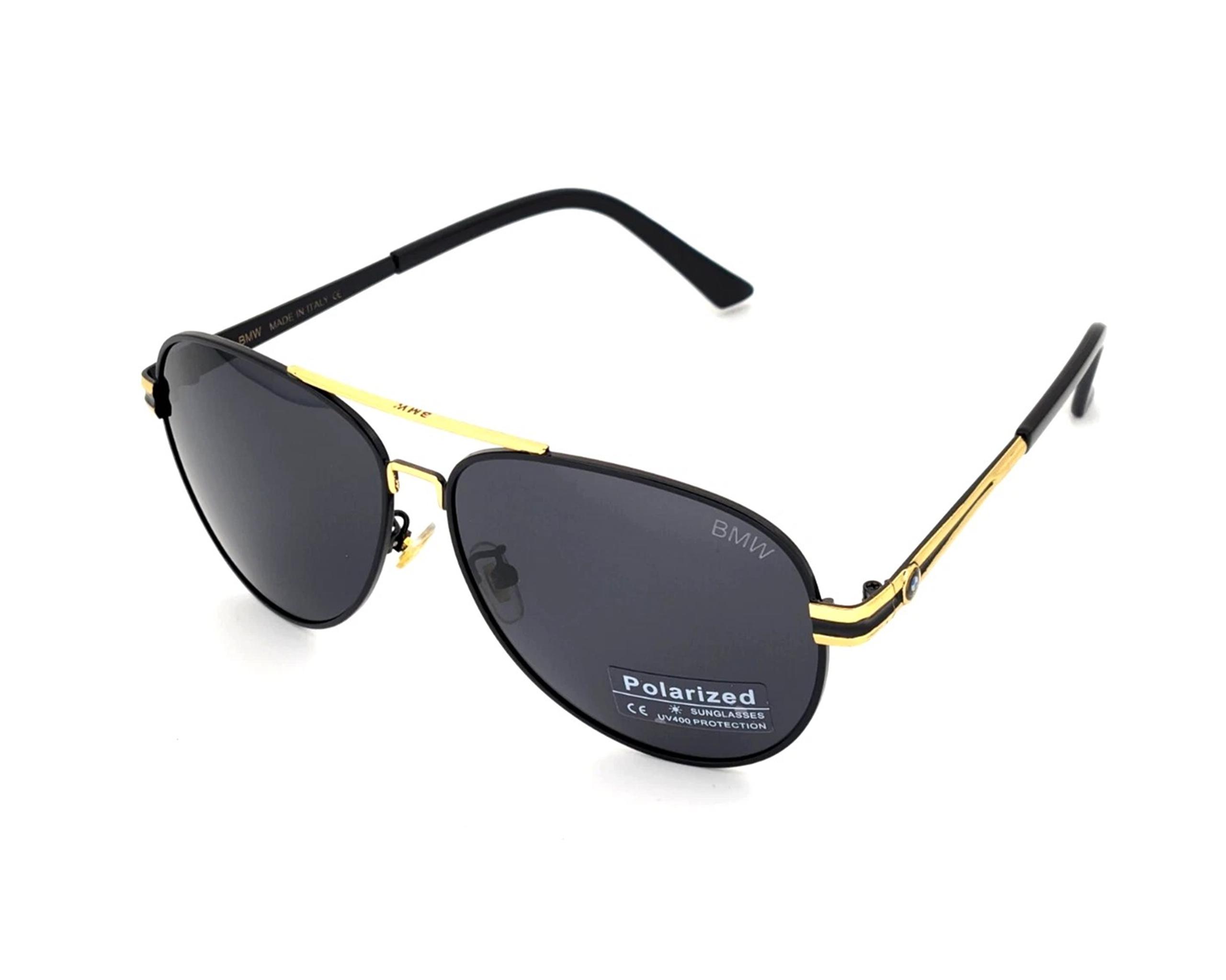 Polarized BMW Metal Aviator Sunglasses Black-Gold Frame Smoke Polarized Lens BW3