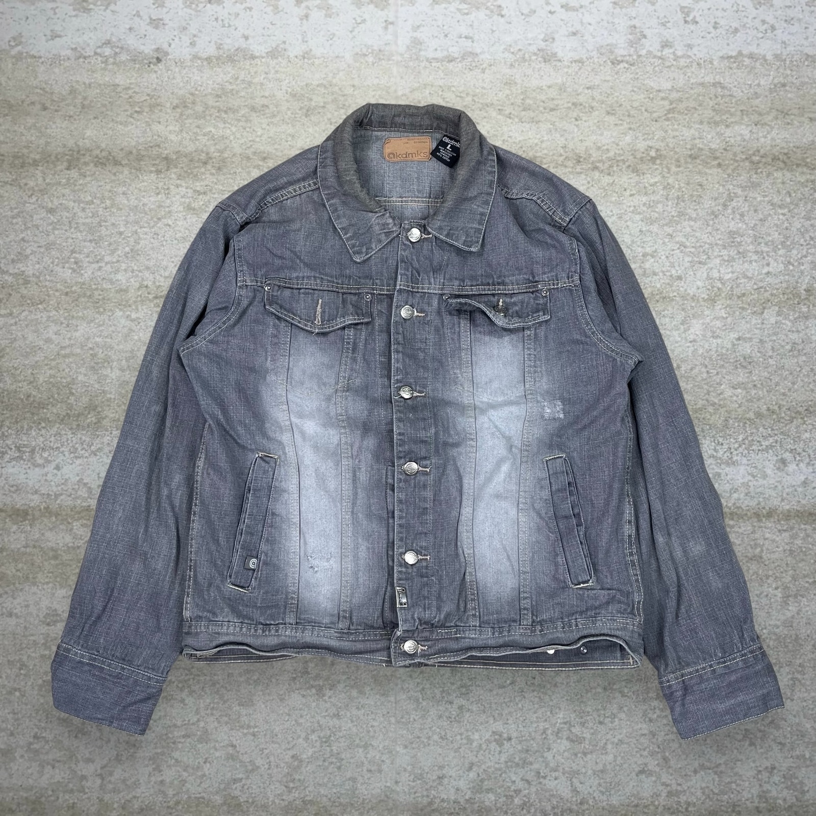 Vintage Akademiks Jean Jacket Grey Wash Denim Button Up Skater Y2K