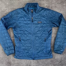 Men's Patagonia Andes Blue Nano Puff Insulated Full Zip Light Puffer Jacket Sz S