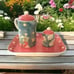 April Cornell Tea Set Ceramic Vintage Sugar Creamer Tray Floral Polka Dots 2002.