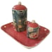 April Cornell Tea Set Ceramic Vintage Sugar Creamer Tray Floral Polka Dots 2002.