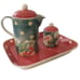 April Cornell Tea Set Ceramic Vintage Sugar Creamer Tray Floral Polka Dots 2002.