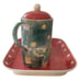 April Cornell Tea Set Ceramic Vintage Sugar Creamer Tray Floral Polka Dots 2002.
