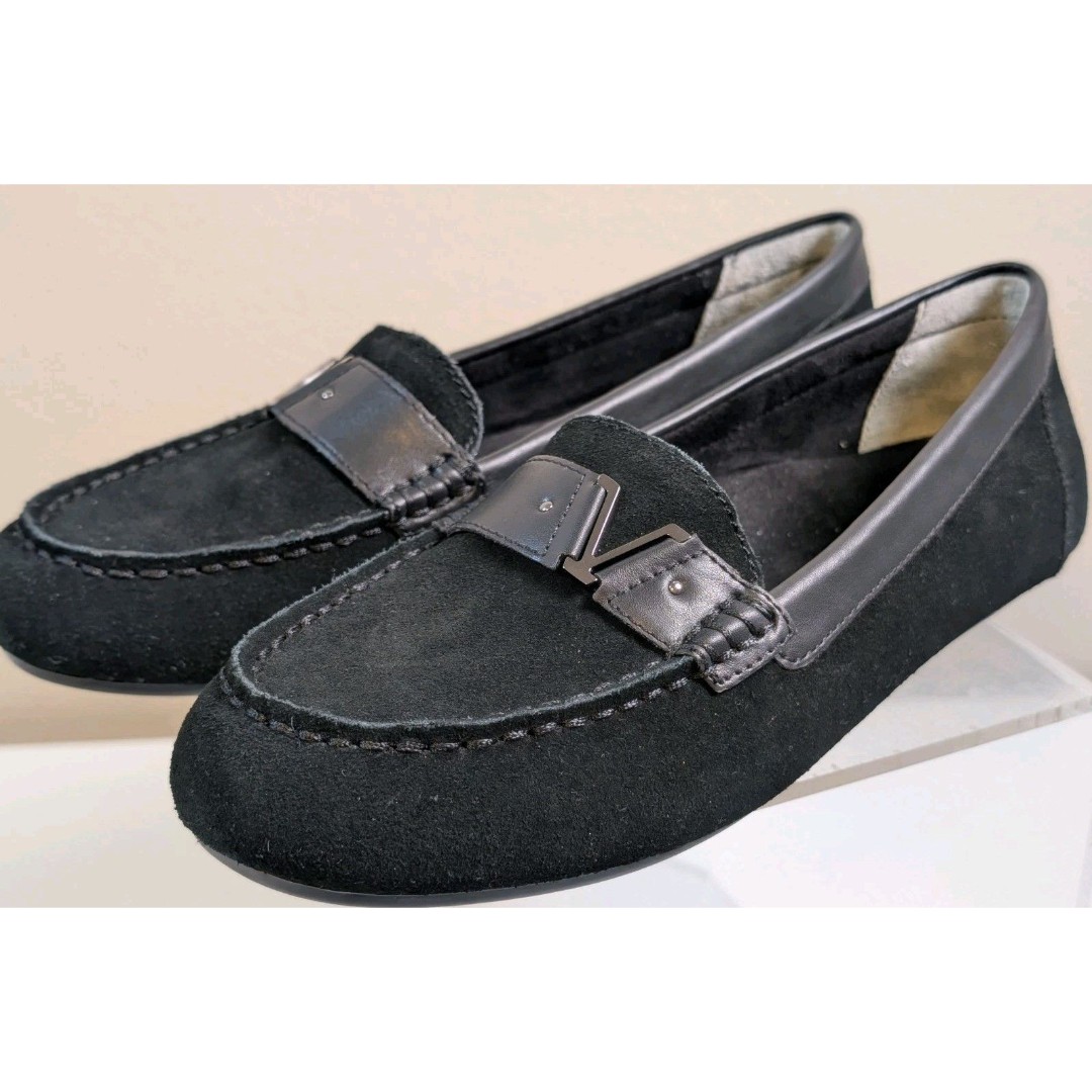 Vionic Hilo Loafer Womens 8.5 Flats Black Suede Leather Slip On Shoes Honor