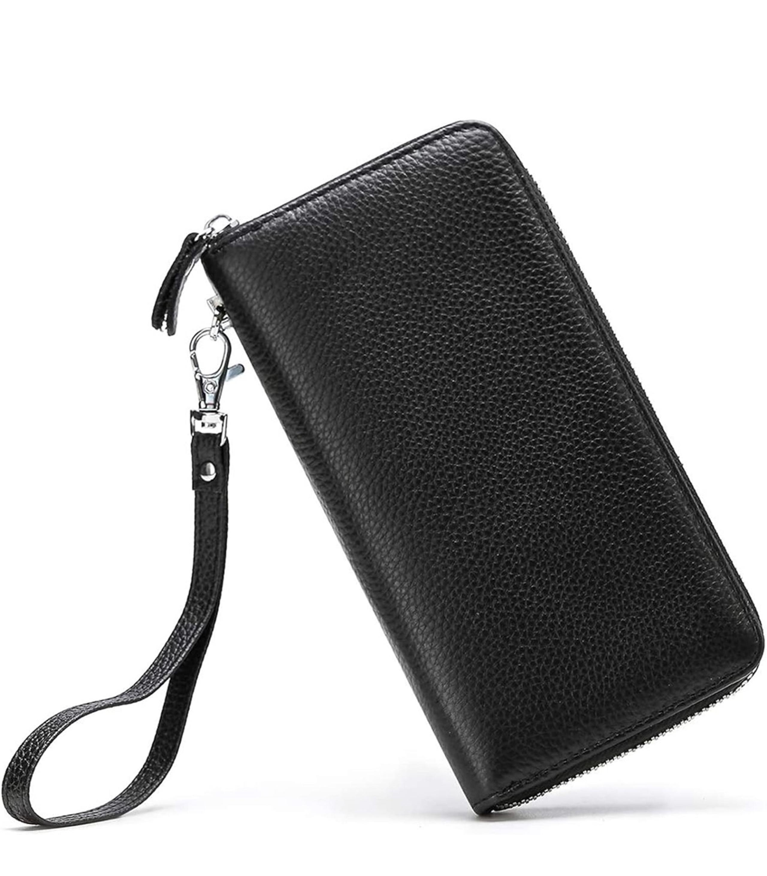 Women’s Wallet RFID Blocking Genuine Leather Zip Around Wallet Wristlet