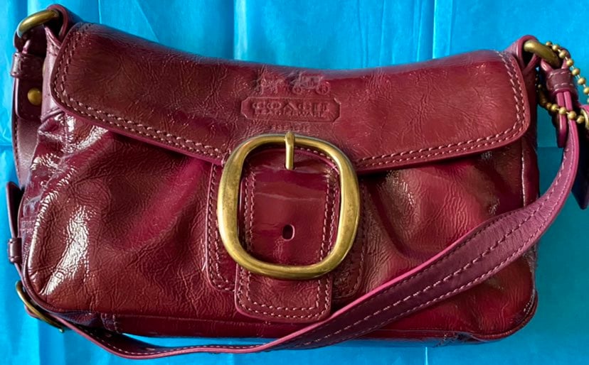 Coach purple mulberry patent leather handbag purse
