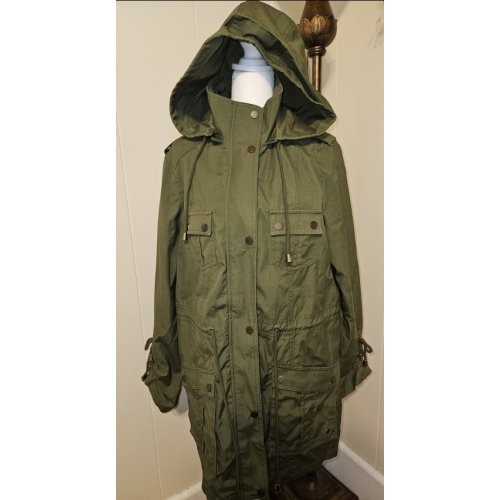 * MARK Green Hooded Safari Coat Ladies XLarge Removable Hood