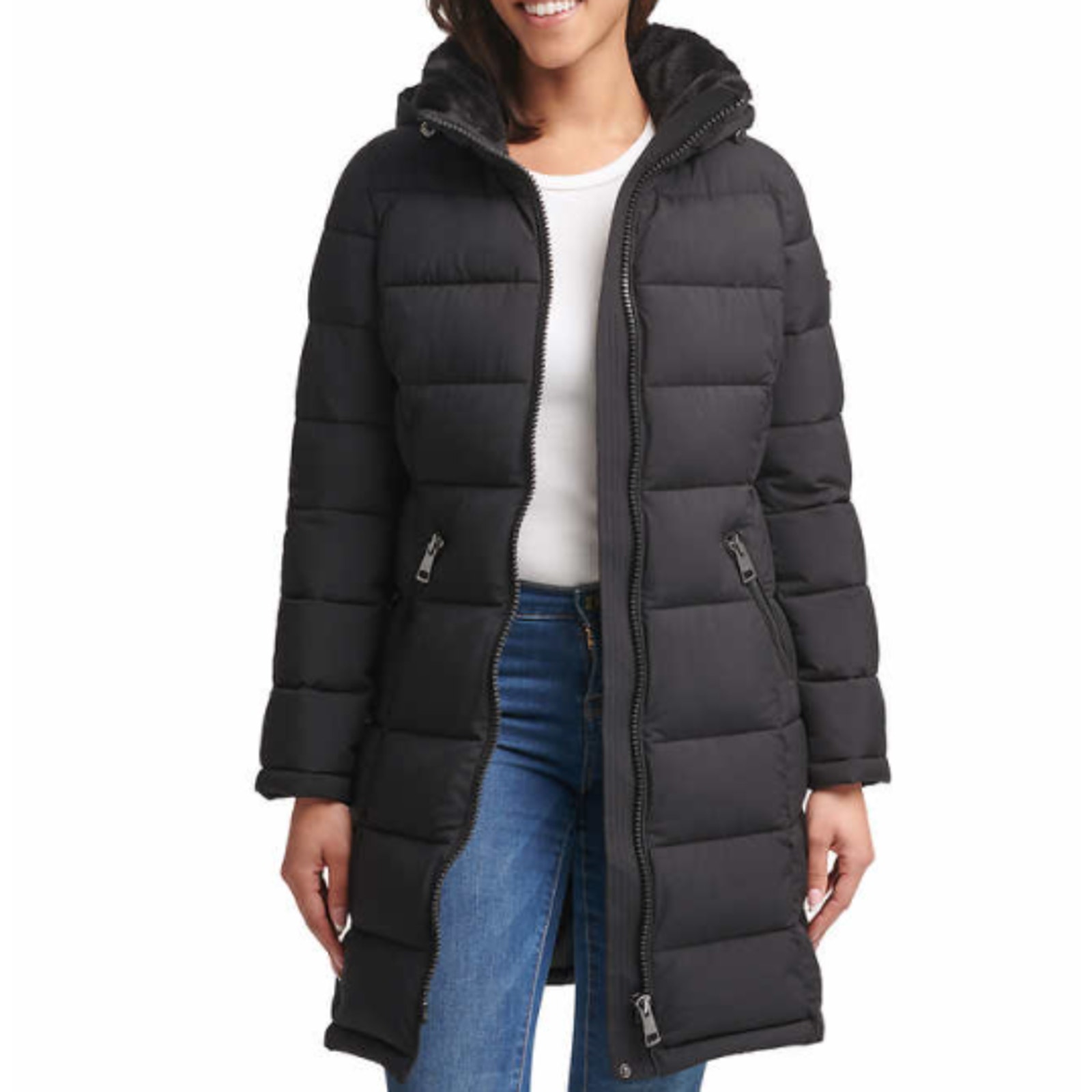 Andrew Marc Heavy Weight Parka Coat Full Zip Hooded Black Women's Size Small NWT