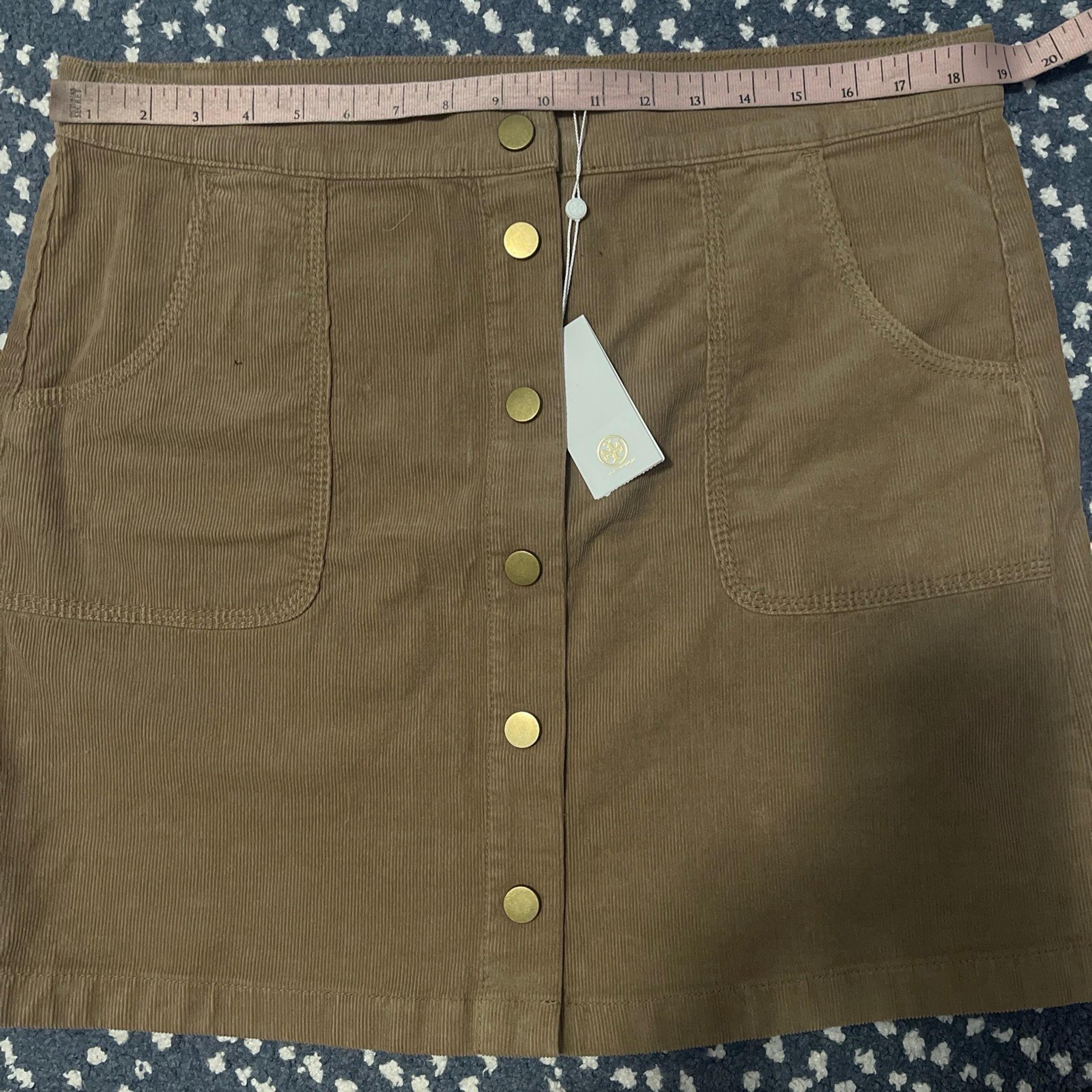TORY BURCH "LUCITANO" CORDUROY BEACHWOOD MINI SKIRT SIZE 14 - $195