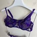 Purple & Gold Floral Lace Underwire Bra & Adjustable Panty Lingerie Set