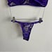 Purple & Gold Floral Lace Underwire Bra & Adjustable Panty Lingerie Set