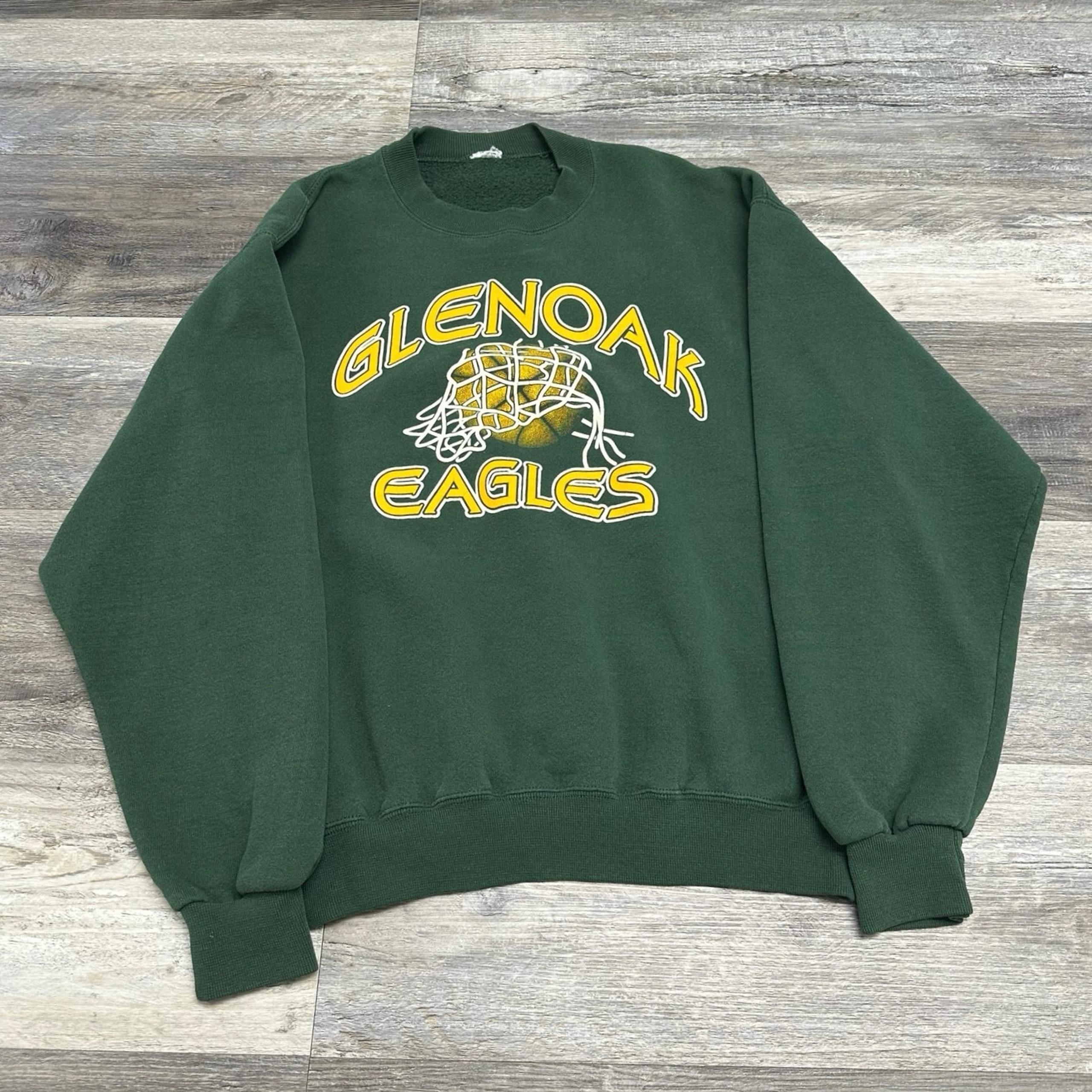 Vintage  90s Green Mens M Glenoak Eagles Basketball Crewneck Sweatshirt Ohio