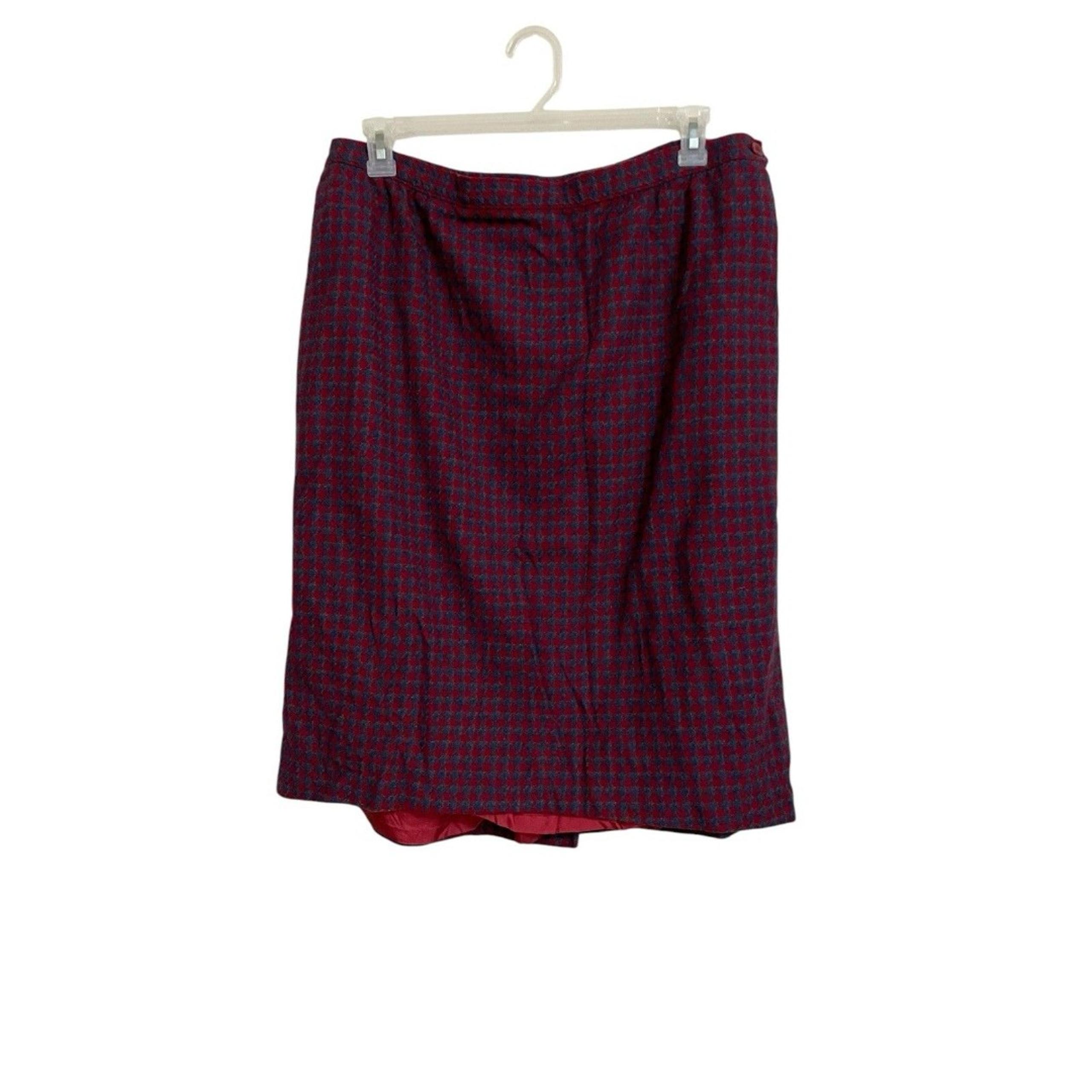 Pendleton Virgin Wool Skirt Size 20W Red Navy Vintage Made In USA