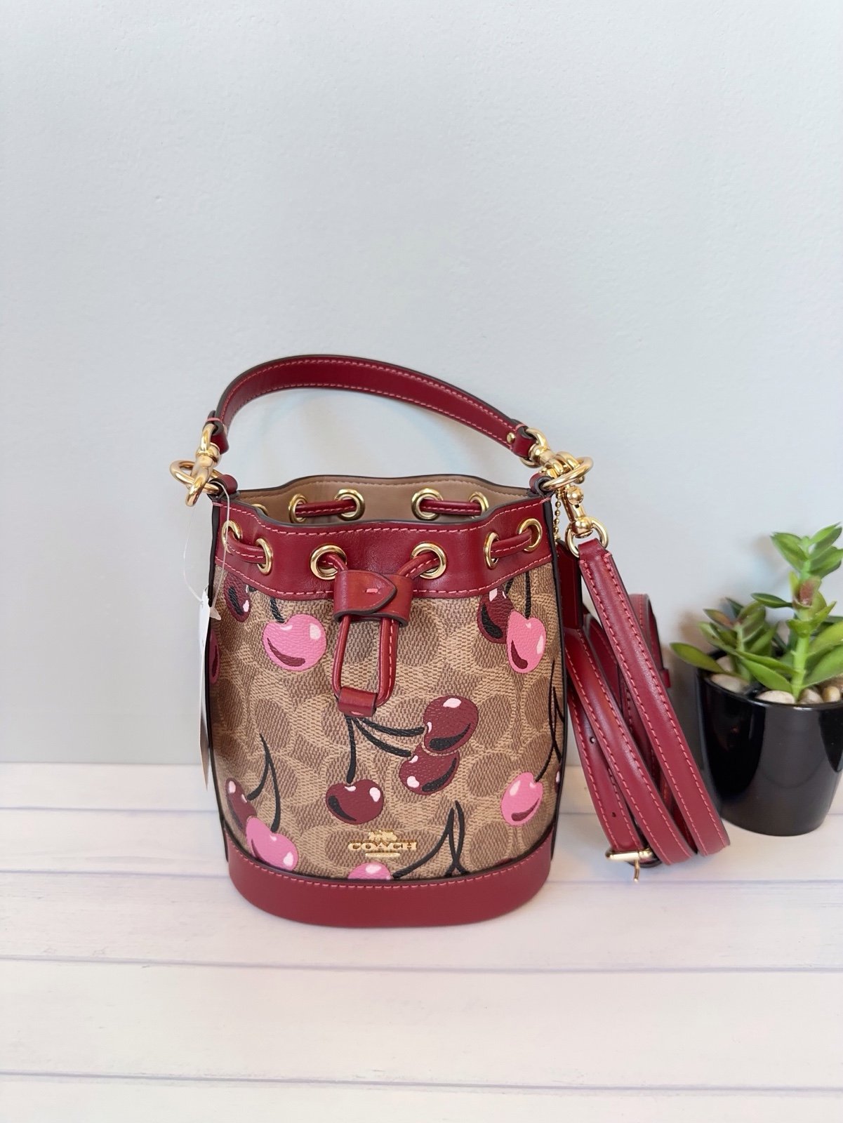 Coach Bucket Handbag Red Leather Vintage Coach Bucket Bag 9085