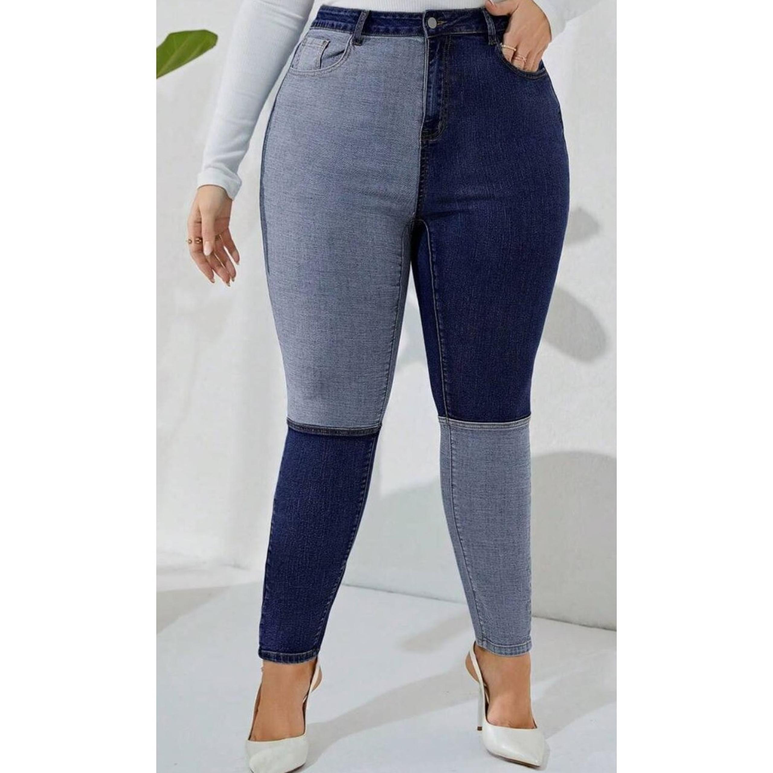 NWOT SHEIN Women Skinny High Waist Stretch Jeans With Color Block Plus: 3XL(18)