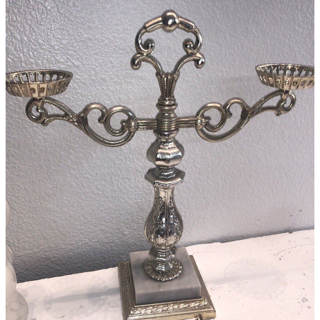 Dilly Manufacturing 2 arm candelabra with marble base