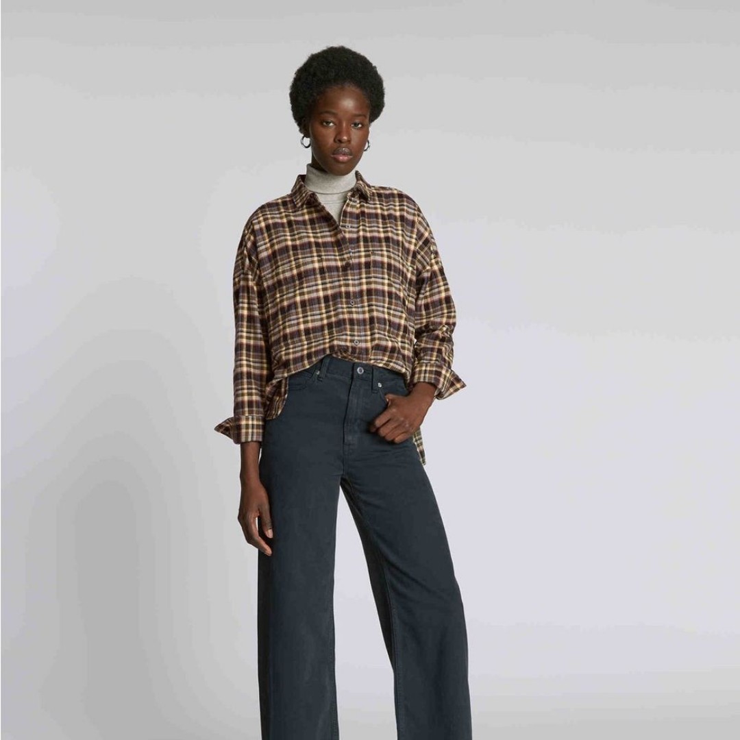 Everlane The Boxy Flannel Beech Plaid Size XS NWT