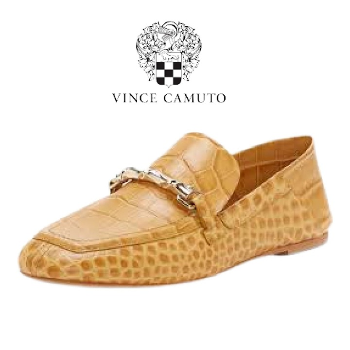 Vince Camuto Perenna flat Leather Slip on Loafer Tan Croco Leather NEW 7M