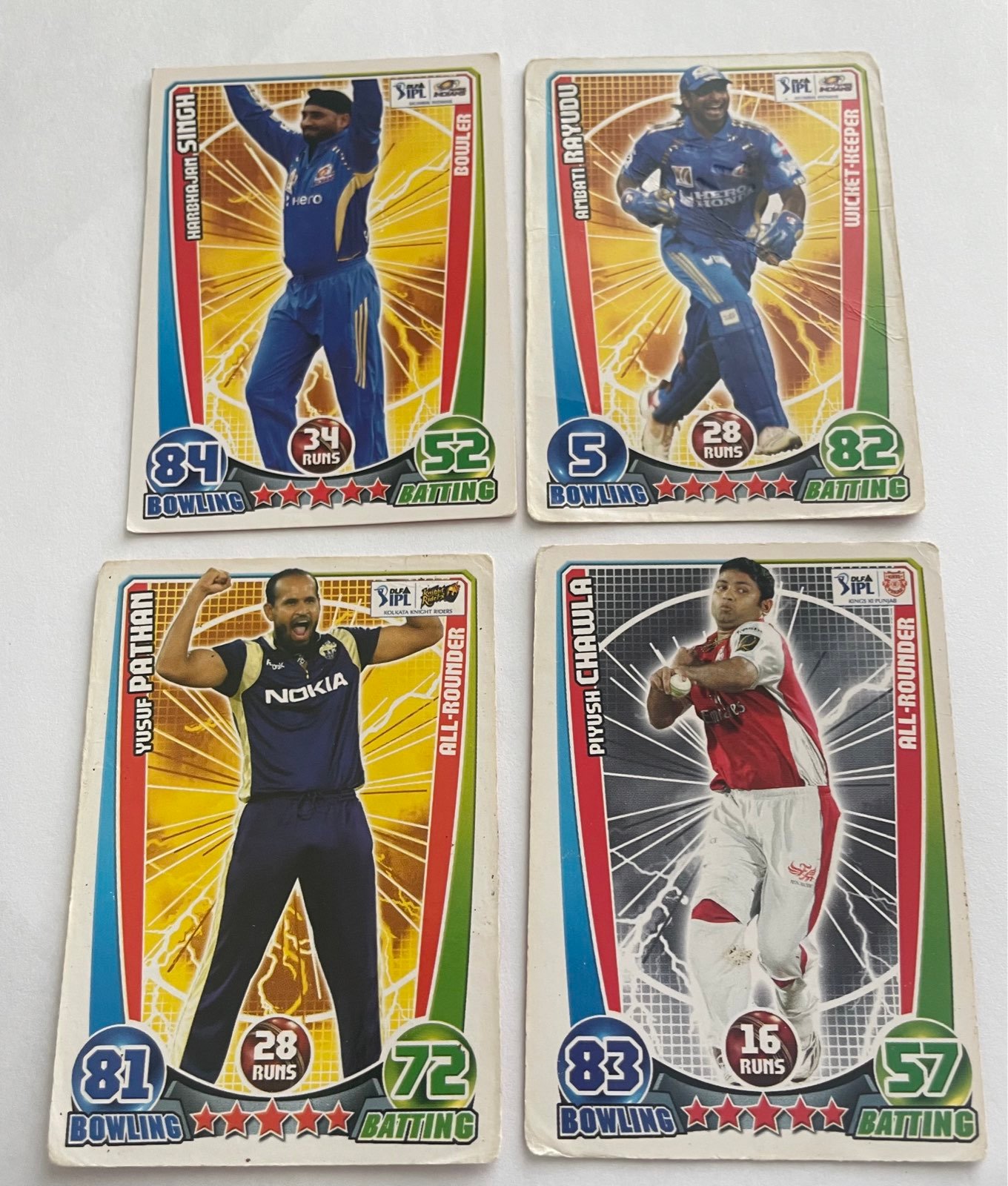 Lot Of 4 Topps Cricket Attax IPL Cards