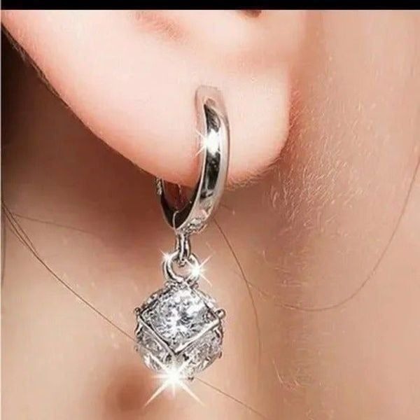 Sterling Silver Crystal Cage Hoop Earrings