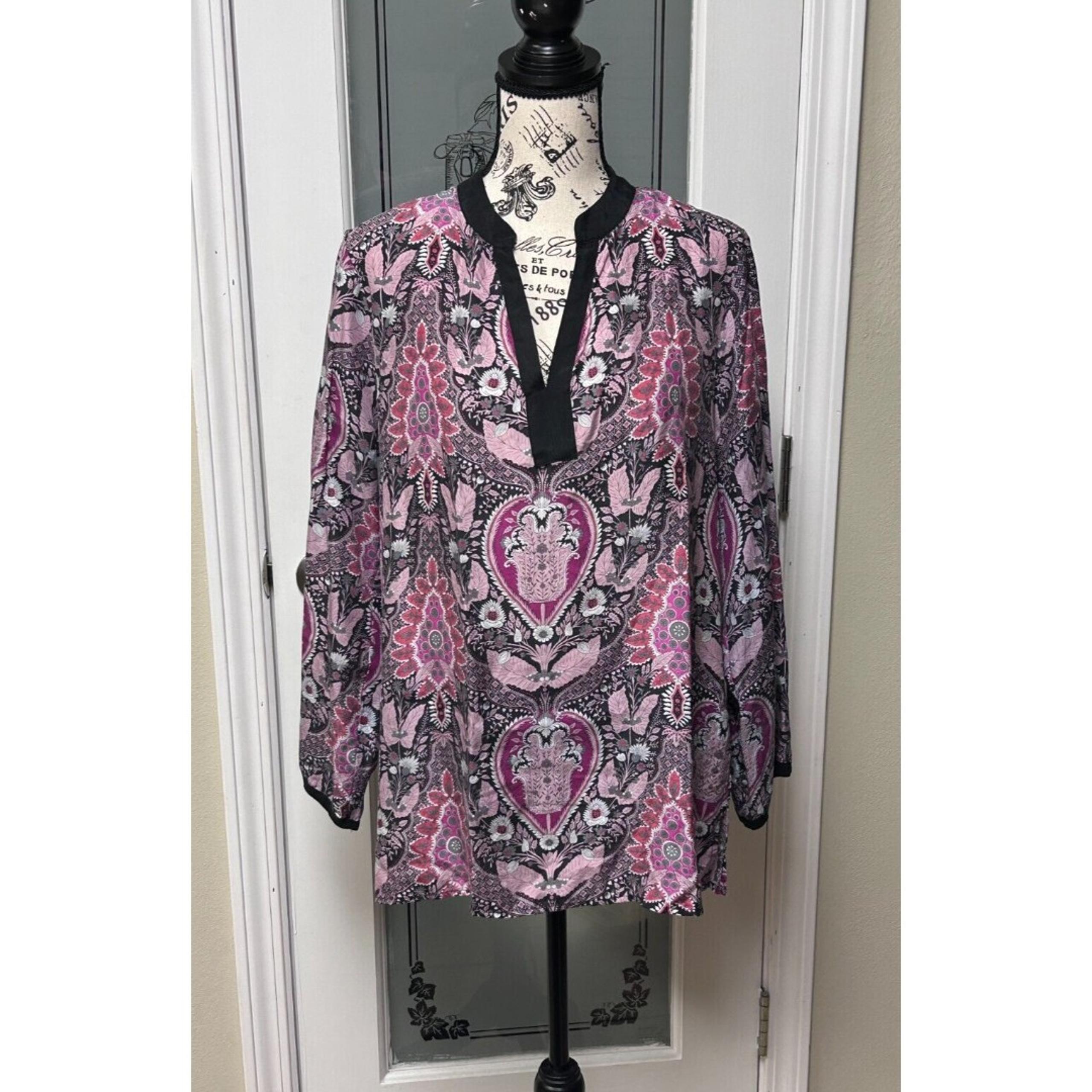 NWOT Sigrid Olsen Tunic Blouse Floral Paisley Medium