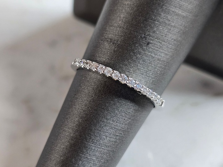 Womens Vintage Estate 14K White Gold Diamond Ring 1.7g E5490