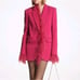 Michael Kors Feather Trim Crepe Boyfriend Blazer Deep Fuchsia Pink Size 2