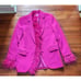 Michael Kors Feather Trim Crepe Boyfriend Blazer Deep Fuchsia Pink Size 2