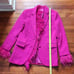 Michael Kors Feather Trim Crepe Boyfriend Blazer Deep Fuchsia Pink Size 2