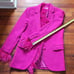 Michael Kors Feather Trim Crepe Boyfriend Blazer Deep Fuchsia Pink Size 2
