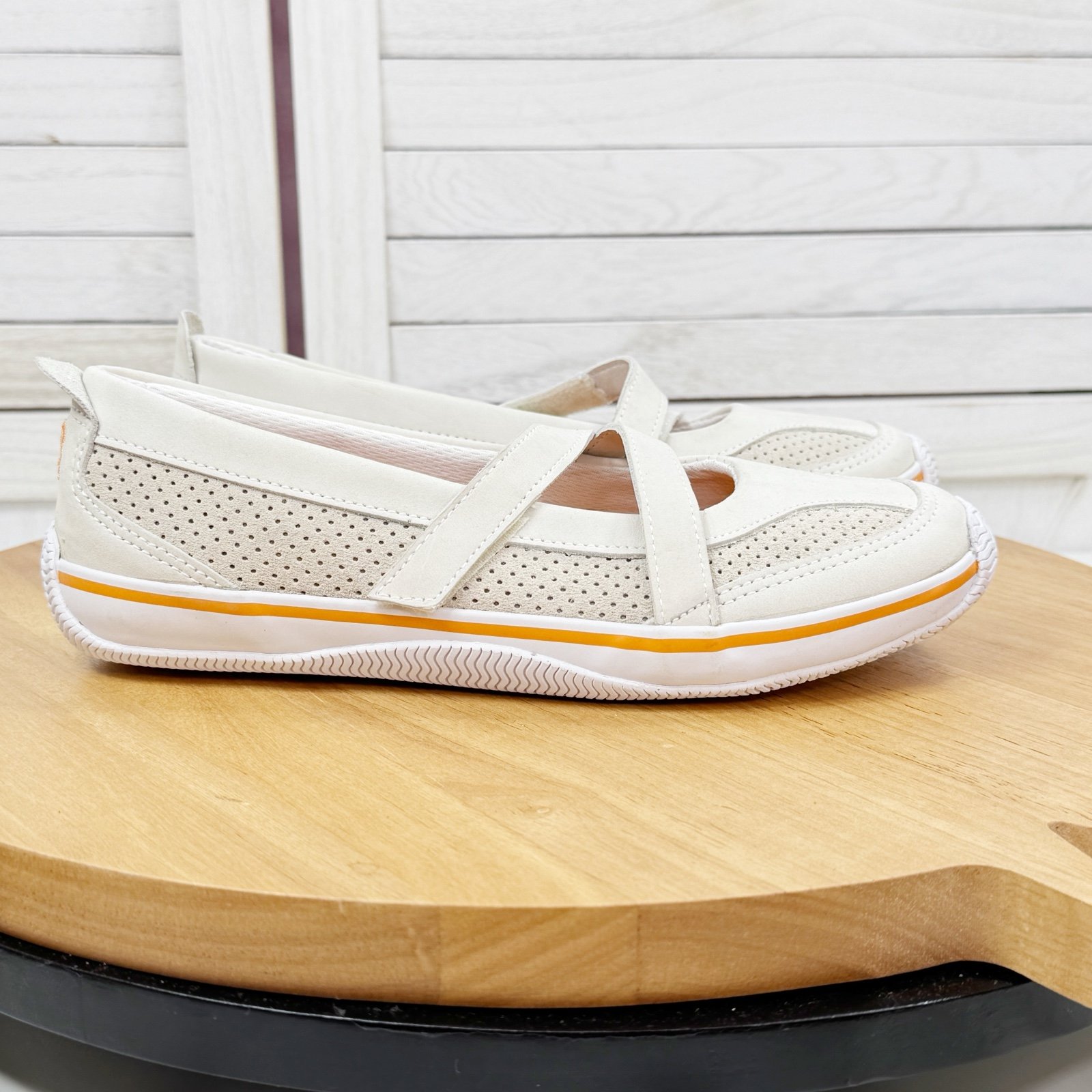Sperry Portside Mary Jane Leather Sneaker Boat Shoes Ivory Cream 6